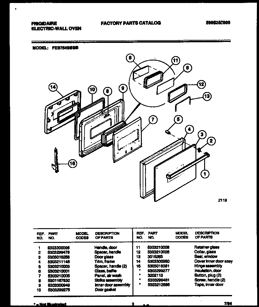 Frigidaire FEB754BBBB door parts diagram