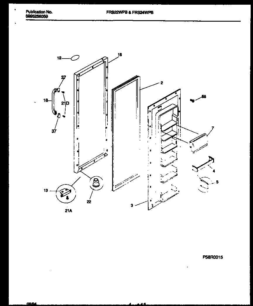 Frigidaire FRS24WPBW0 refrigerator door parts diagram