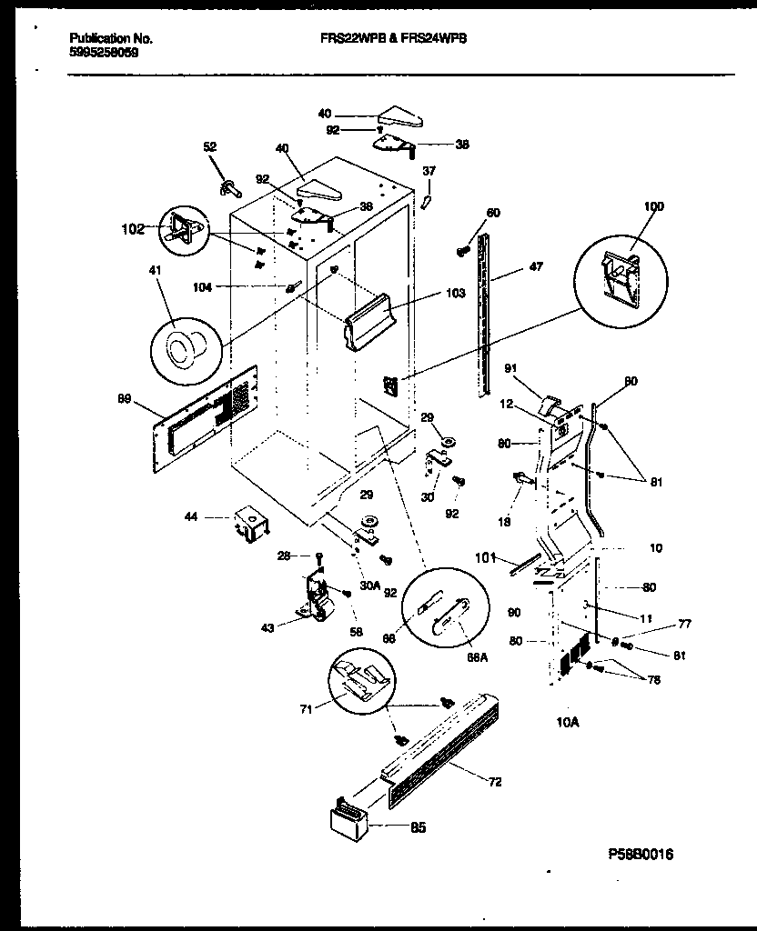 Frigidaire FRS24WPBW0 cabinet parts diagram