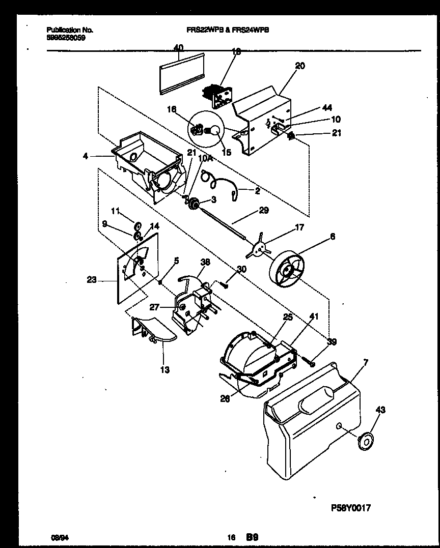 Frigidaire FRS24WPBW0 ice dispenser diagram