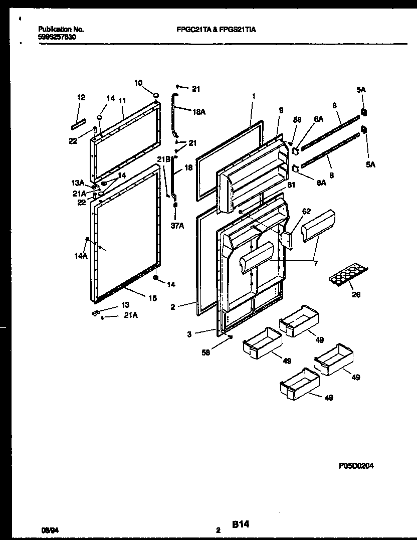 Frigidaire FPGS21TIAL2 door parts diagram