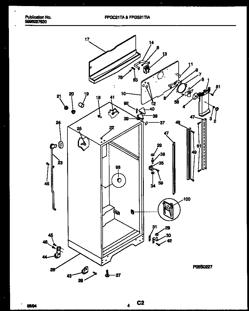 Frigidaire FPGS21TIAL2 cabinet parts diagram