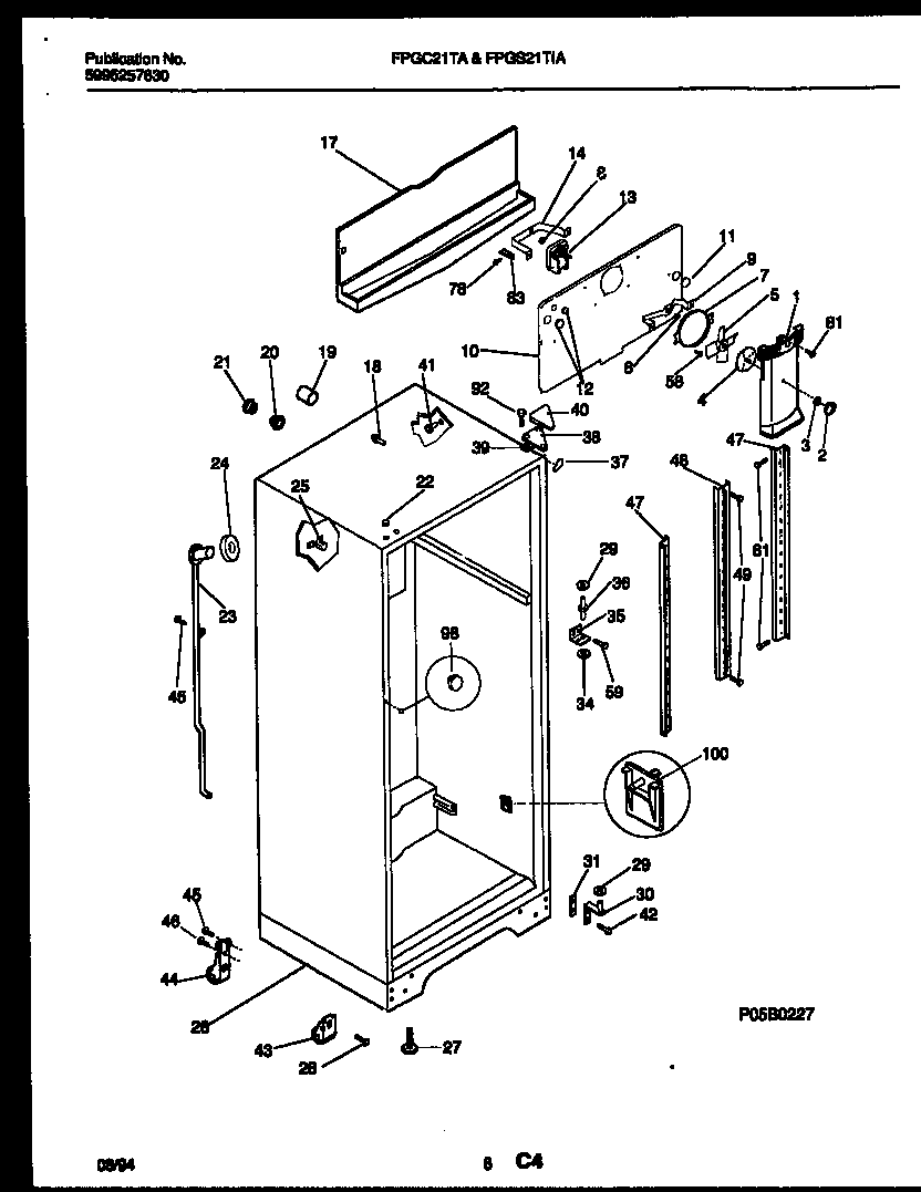 Frigidaire FPGS21TIAL2 cabinet parts diagram