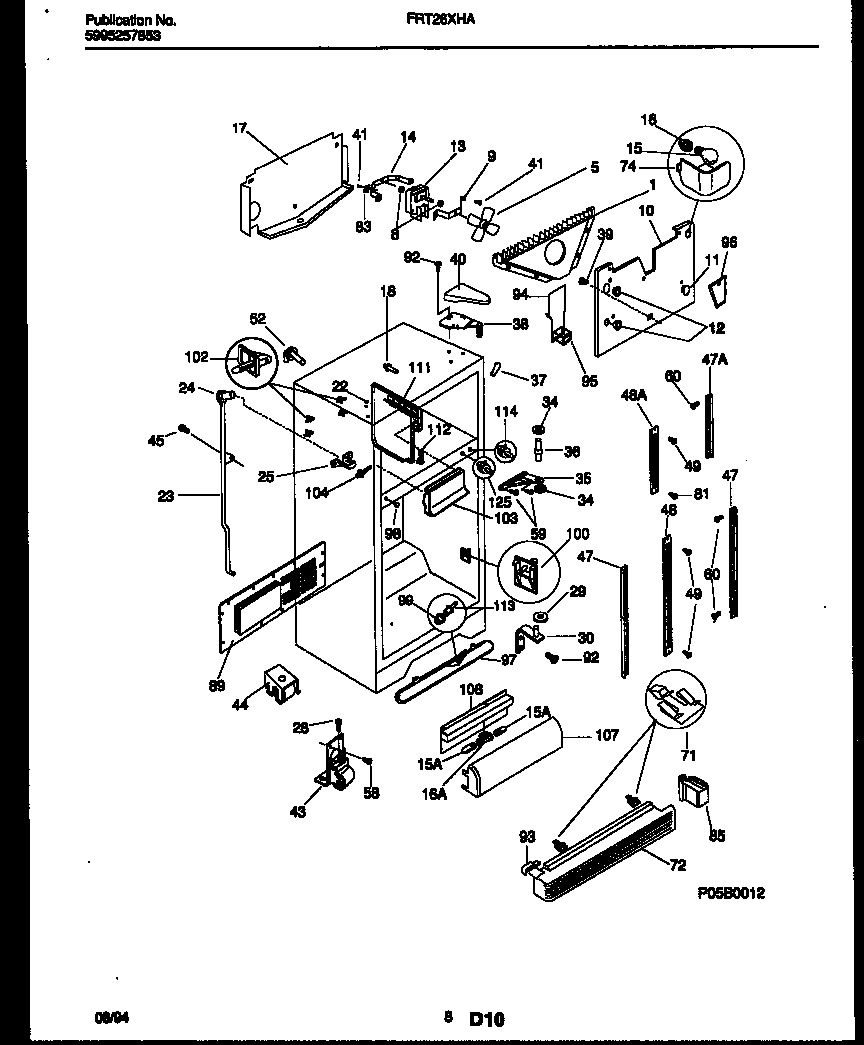 Frigidaire FRT26XHAK1 cabinet parts diagram