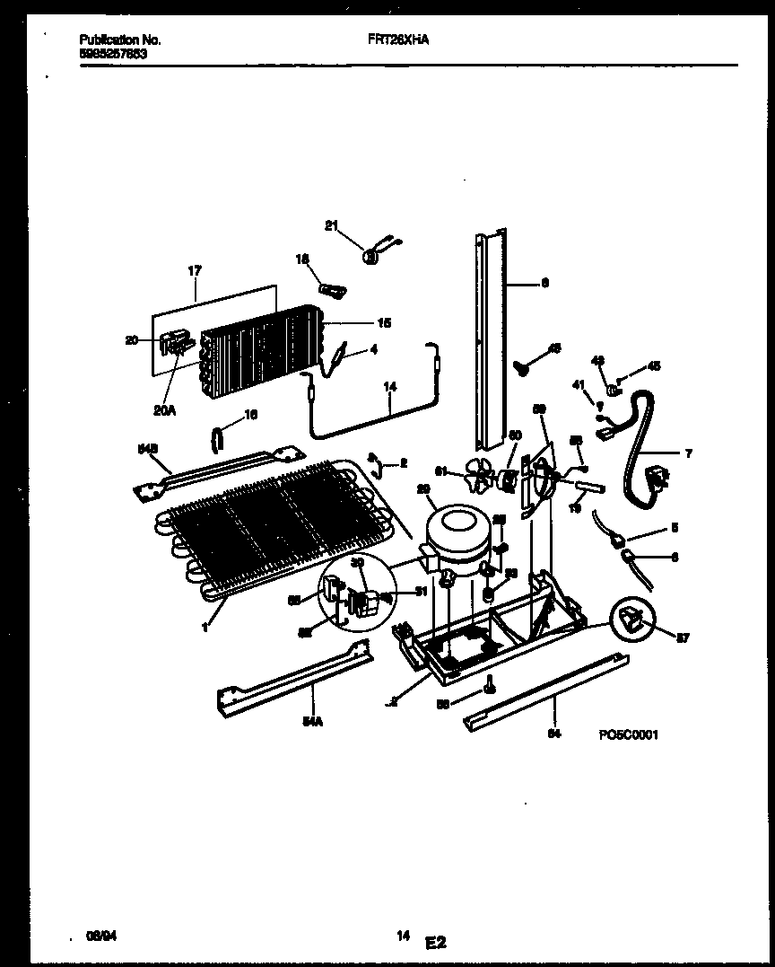 Frigidaire FRT26XHAK1 system and automatic defrost parts diagram