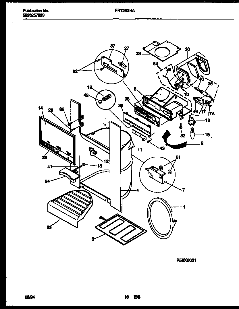 Frigidaire FRT26XHAK1 ice door, dispenser and water tanks diagram