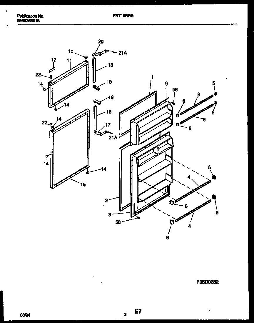 Frigidaire FRT18BRBW0 door parts diagram