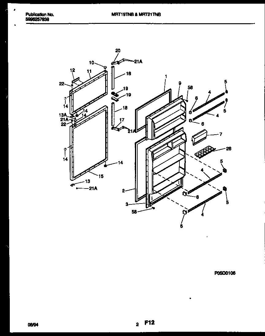 Universal/Multiflex (Frigidaire) MRT21TNBW0 door parts diagram