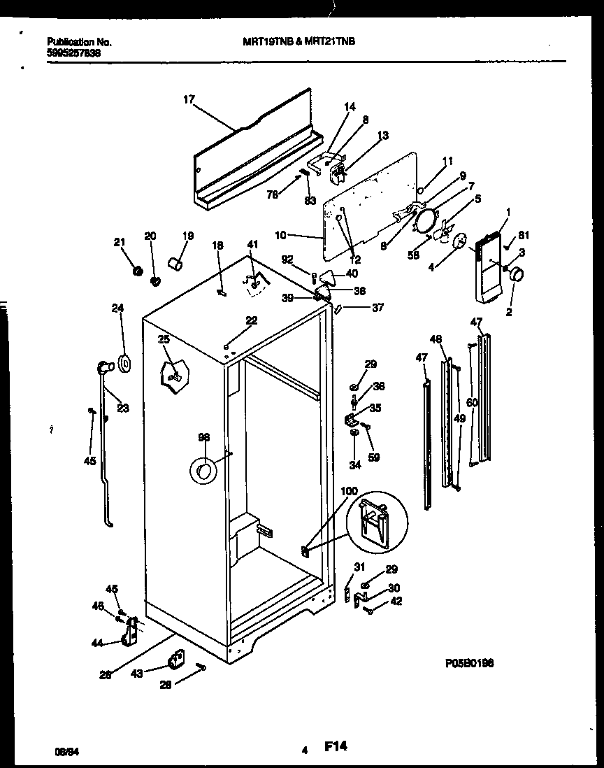 Universal/Multiflex (Frigidaire) MRT21TNBW0 cabinet parts diagram