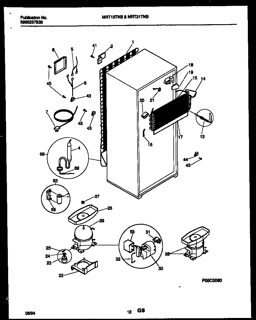 Universal/Multiflex (Frigidaire) MRT21TNBW0 system and automatic defrost parts diagram