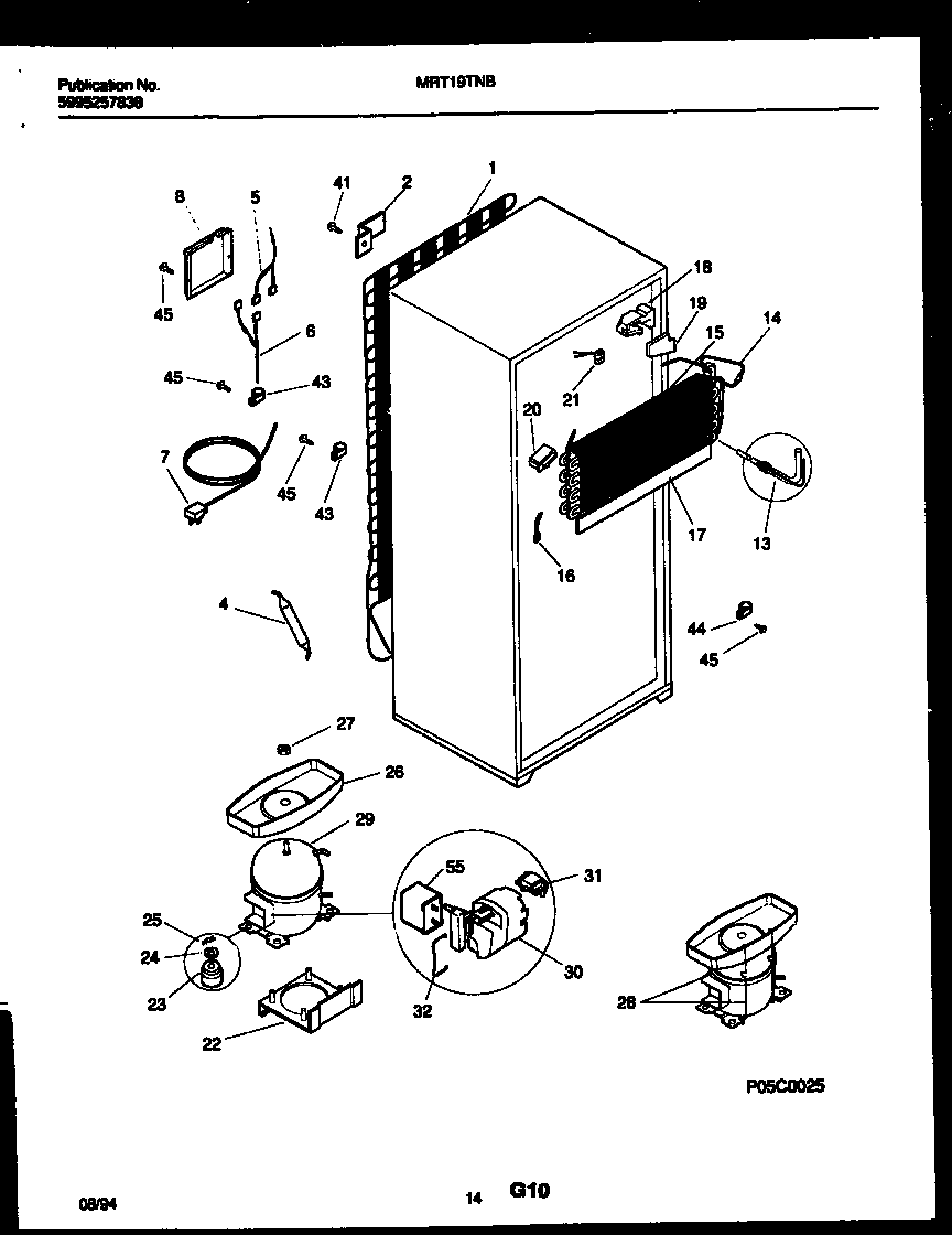 Universal/Multiflex (Frigidaire) MRT21TNBW0 system and automatic defrost parts diagram