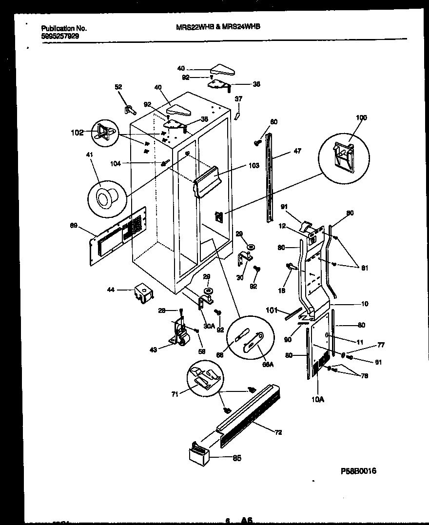Universal/Multiflex (Frigidaire) MRS24WHBW0 cabinet parts diagram