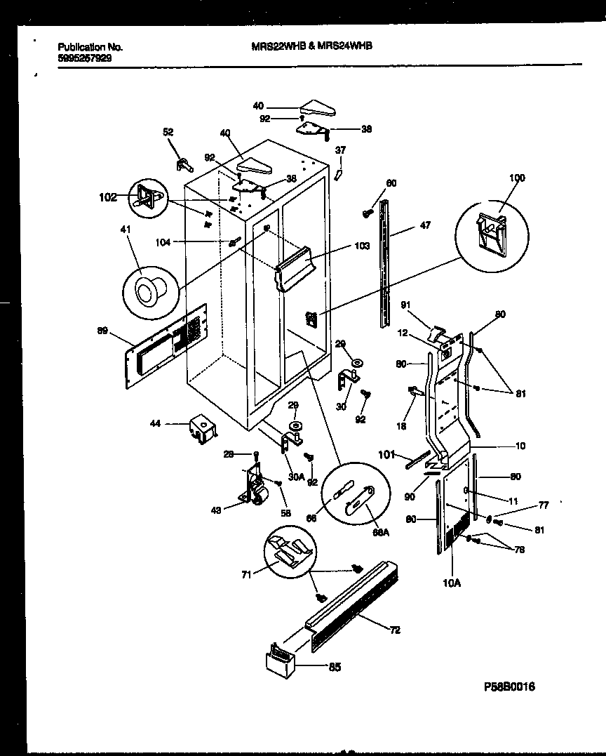 Universal/Multiflex (Frigidaire) MRS24WHBW0 cabinet parts diagram