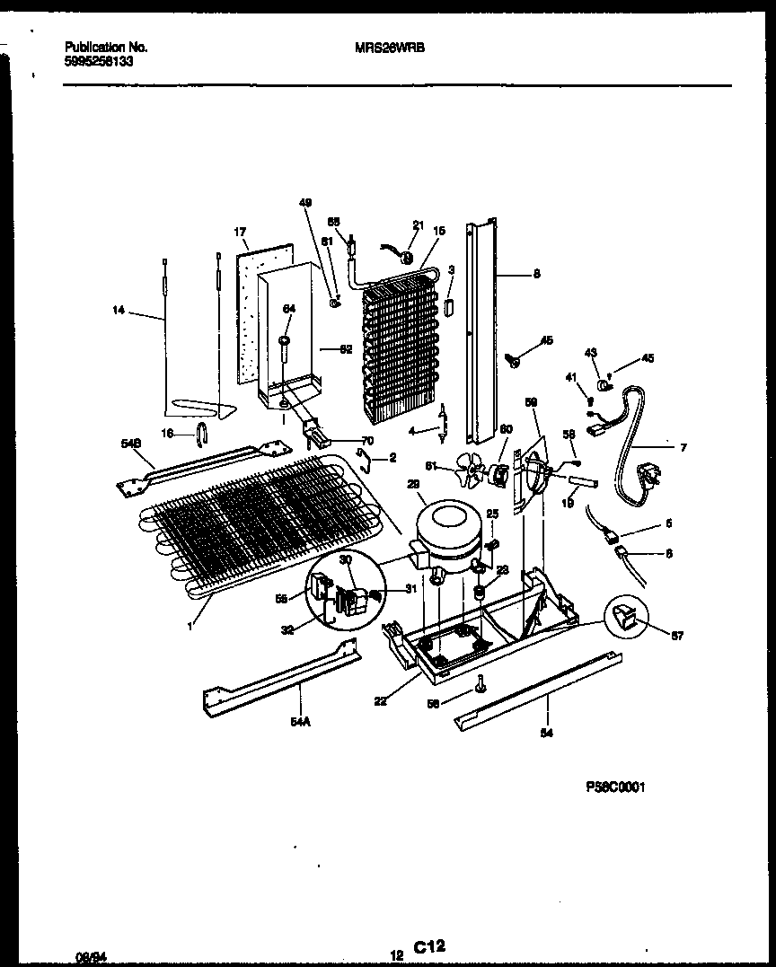 Universal/Multiflex (Frigidaire) MRS26WRBD0 system and automatic defrost parts diagram
