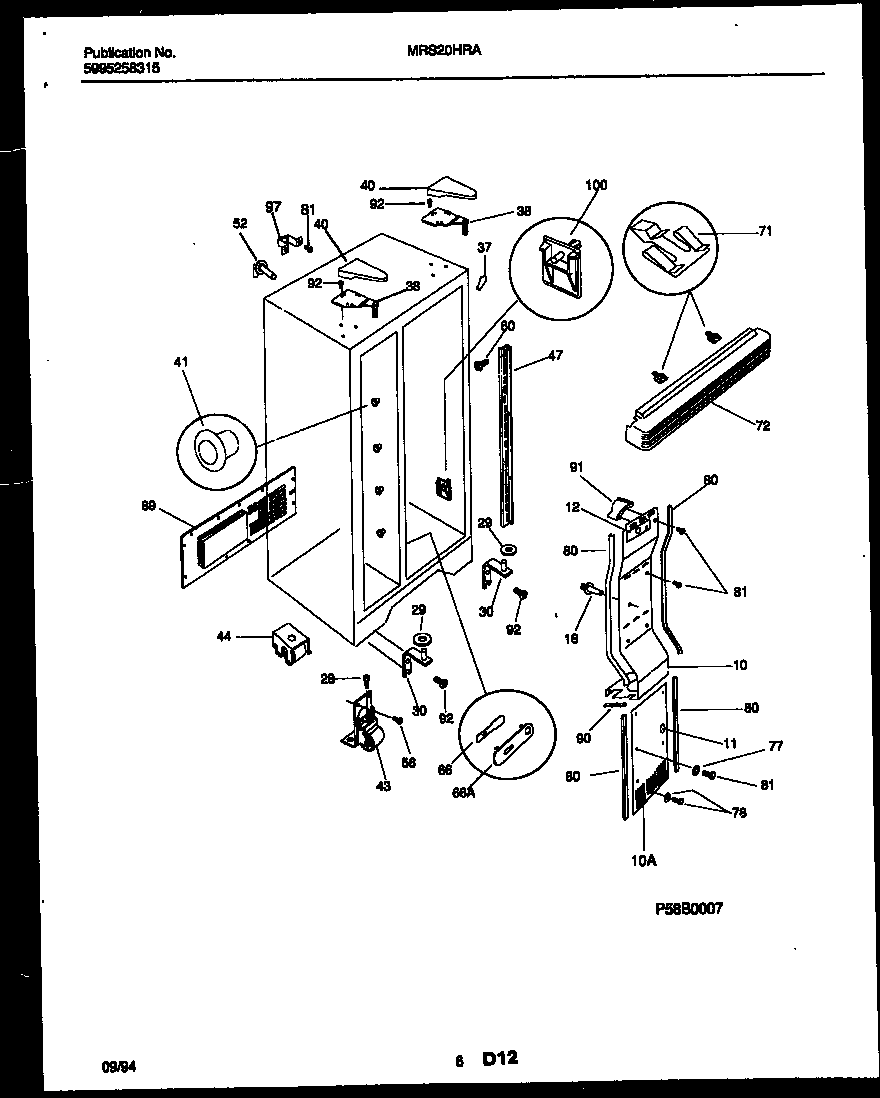 Universal/Multiflex (Frigidaire) MRS20HRAW3 cabinet parts diagram