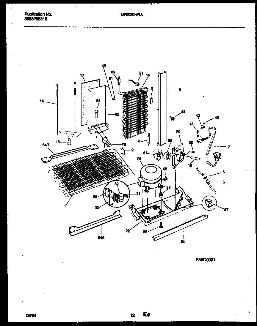 Universal/Multiflex (Frigidaire) MRS20HRAW3 system and automatic defrost parts diagram