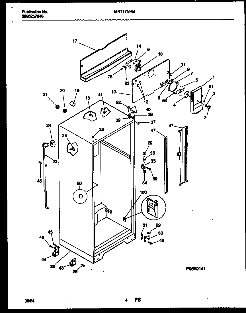 Universal/Multiflex (Frigidaire) MRT17NRBW0 cabinet parts diagram