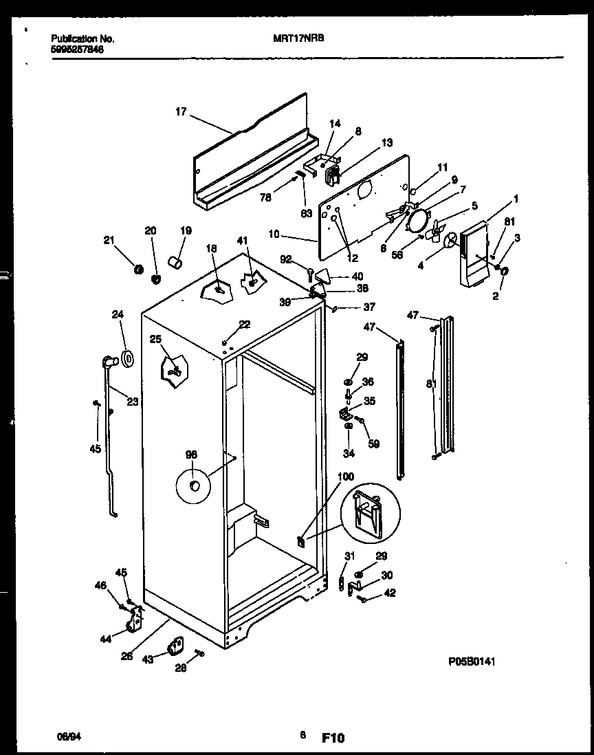 Universal/Multiflex (Frigidaire) MRT17NRBW0 cabinet parts diagram