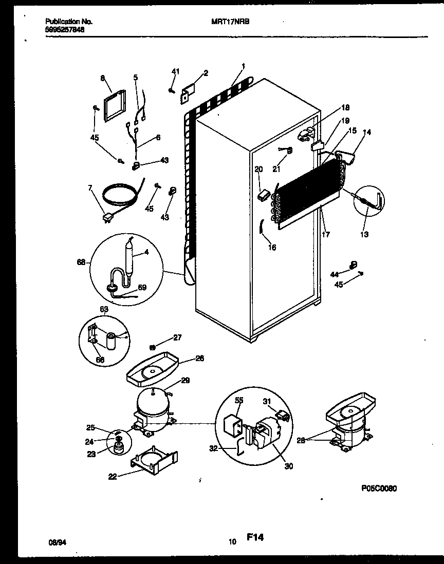 Universal/Multiflex (Frigidaire) MRT17NRBW0 system and automatic defrost parts diagram