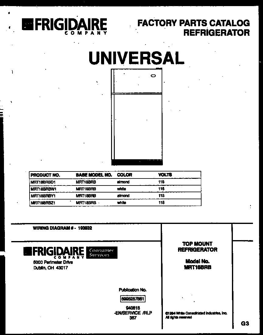 Kelvinator MRT18BRBD1 cover diagram