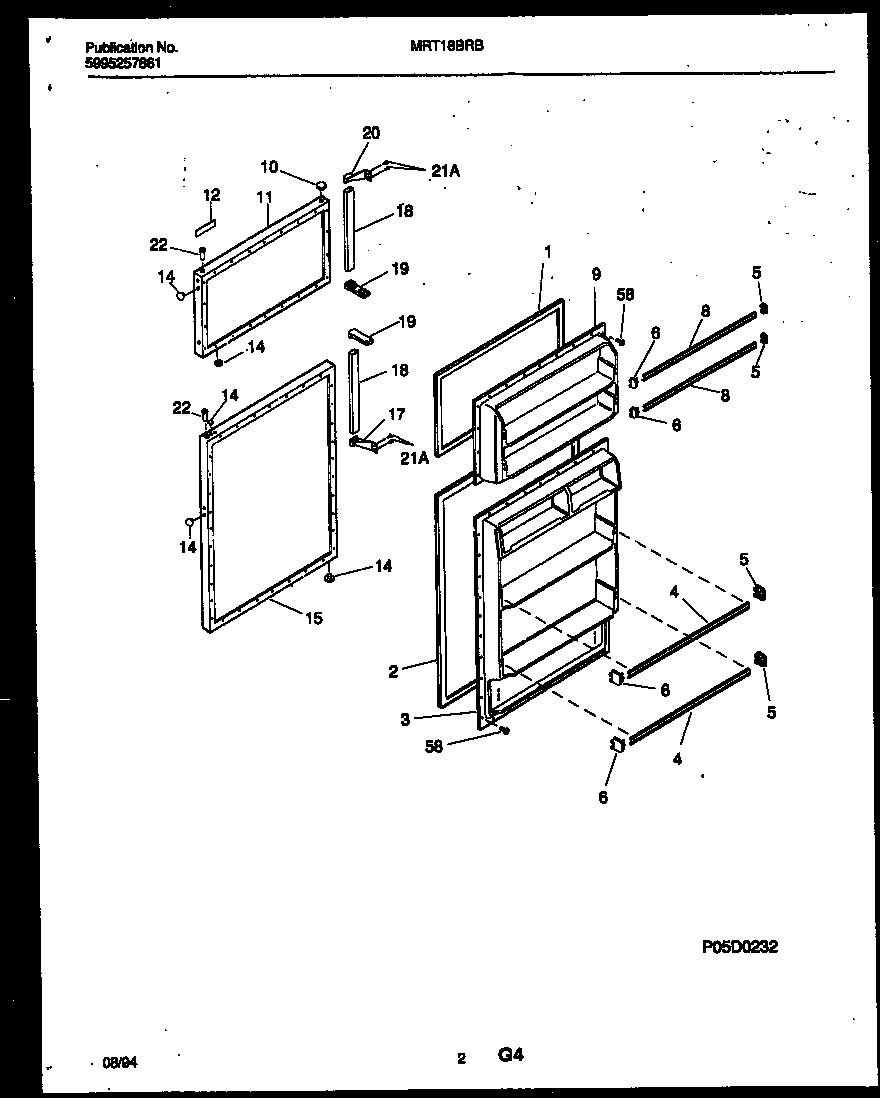 Kelvinator MRT18BRBD1 door parts diagram