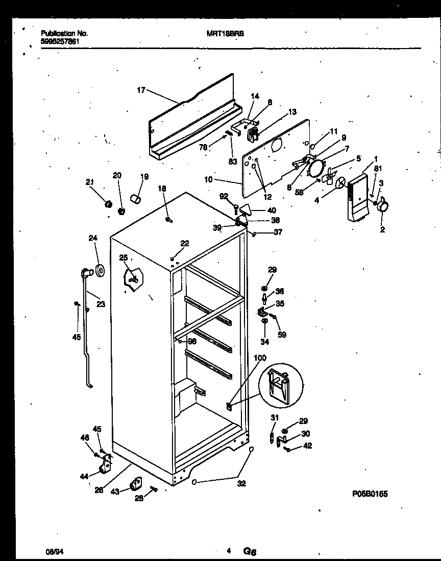Kelvinator MRT18BRBD1 cabinet parts diagram
