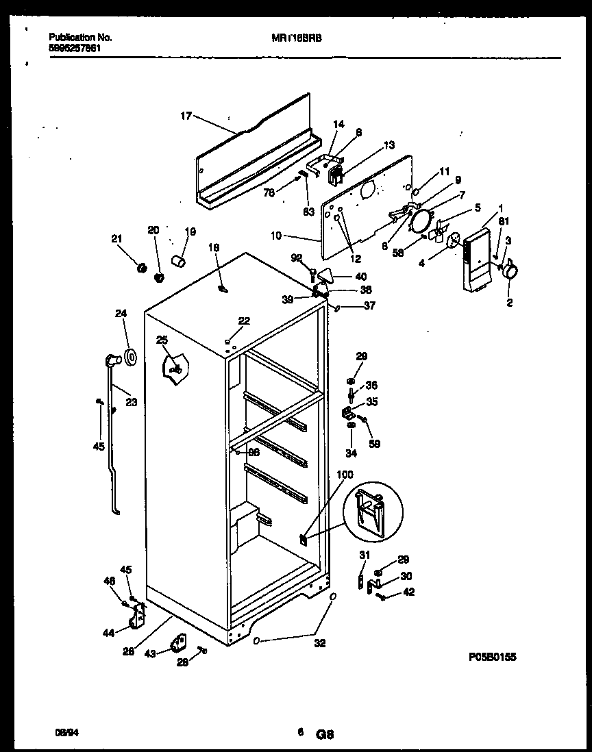 Kelvinator MRT18BRBD1 cabinet parts diagram