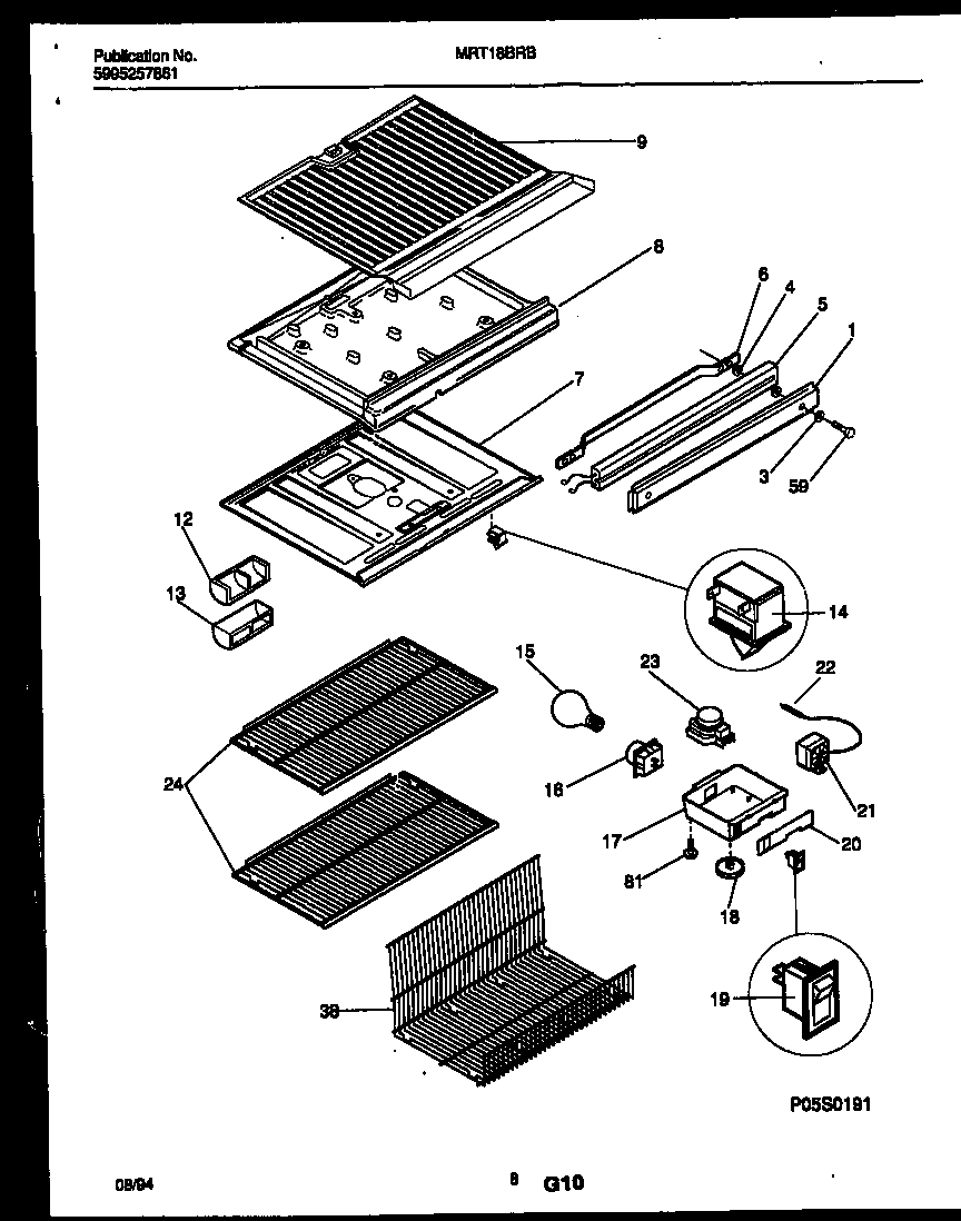 Kelvinator MRT18BRBD1 shelves and supports diagram