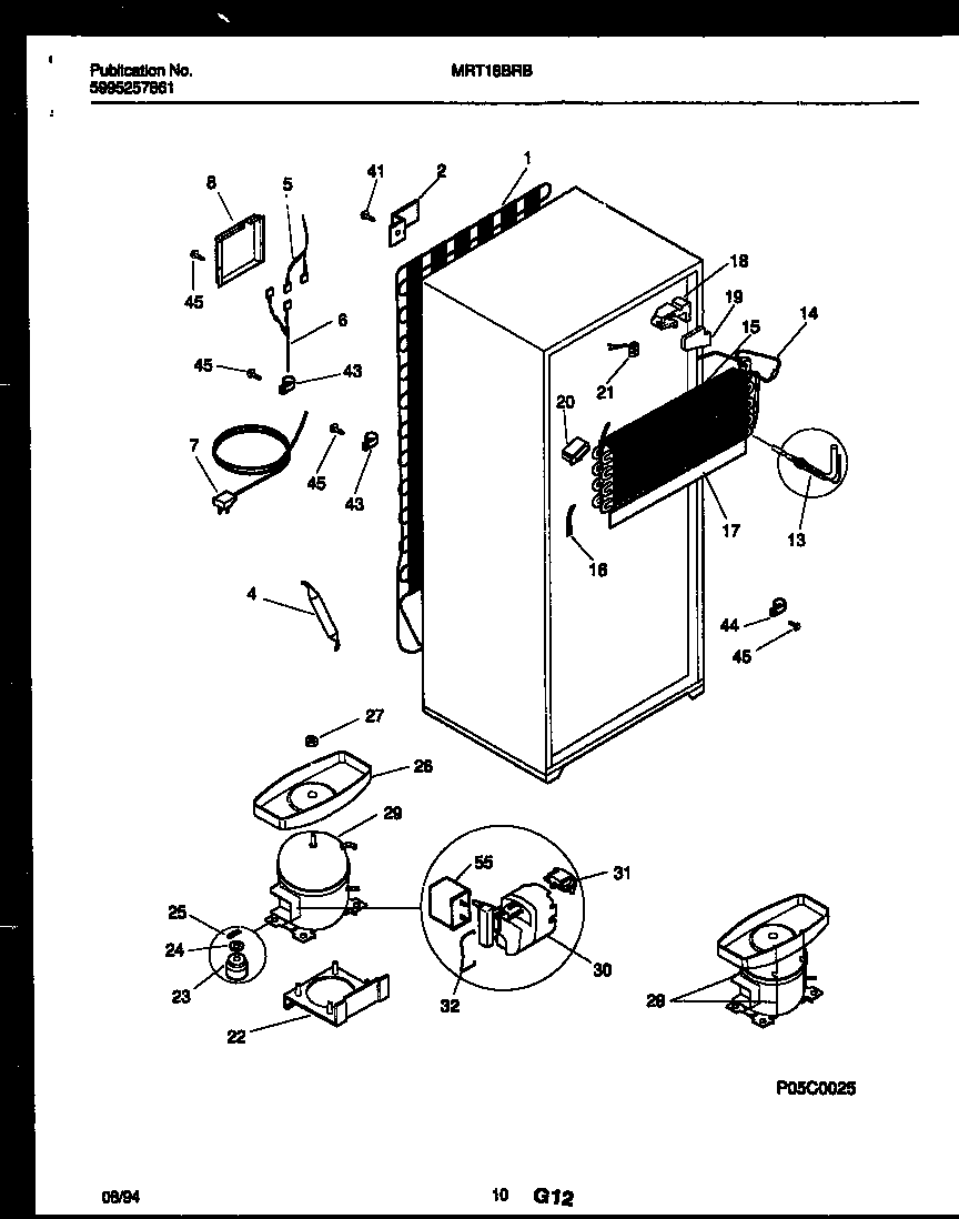 Kelvinator MRT18BRBD1 system and automatic defrost parts diagram