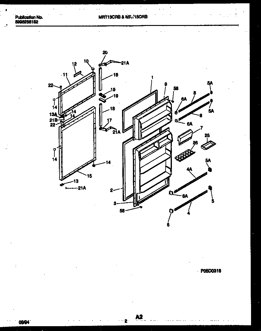 Universal/Multiflex (Frigidaire) MRT13CRBD1 door parts diagram