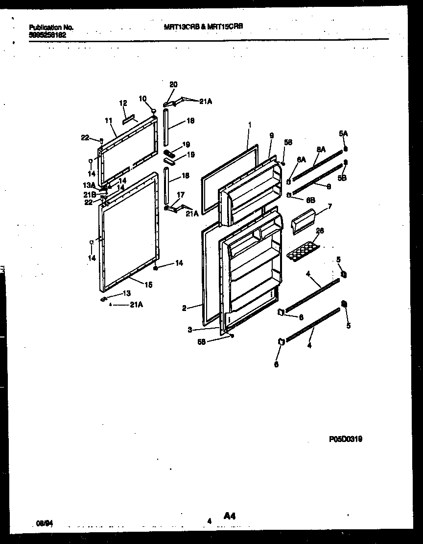 Universal/Multiflex (Frigidaire) MRT13CRBD1 door parts diagram