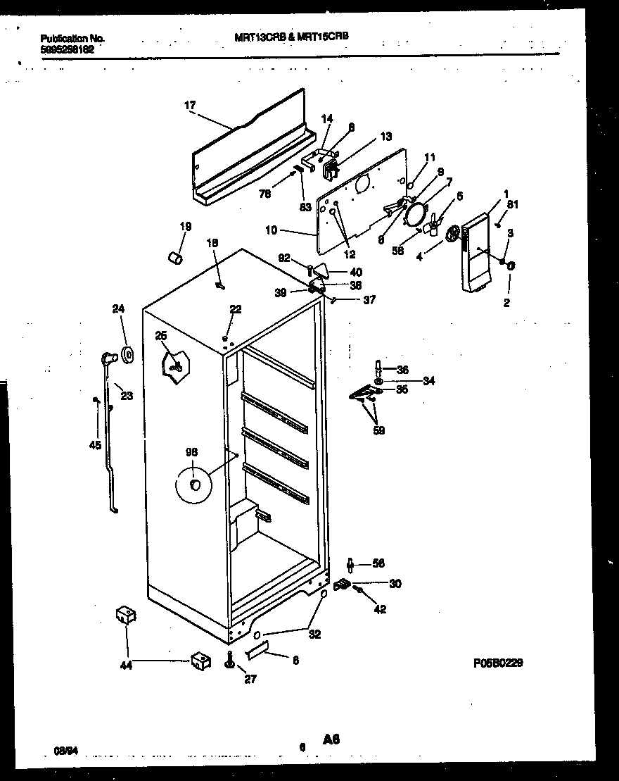 Universal/Multiflex (Frigidaire) MRT13CRBD1 cabinet parts diagram