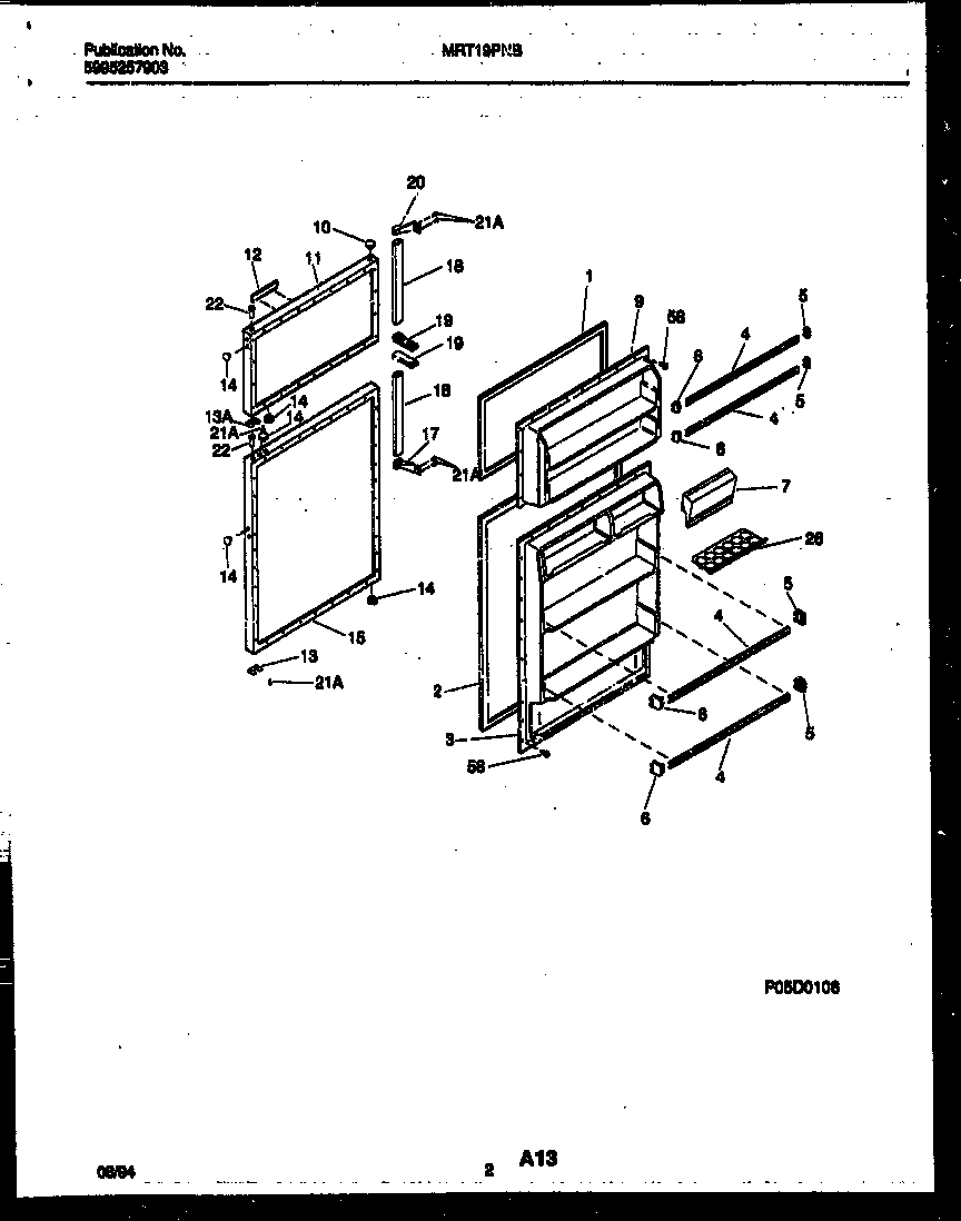 Universal/Multiflex (Frigidaire) MRT19PNBZ1 door parts diagram