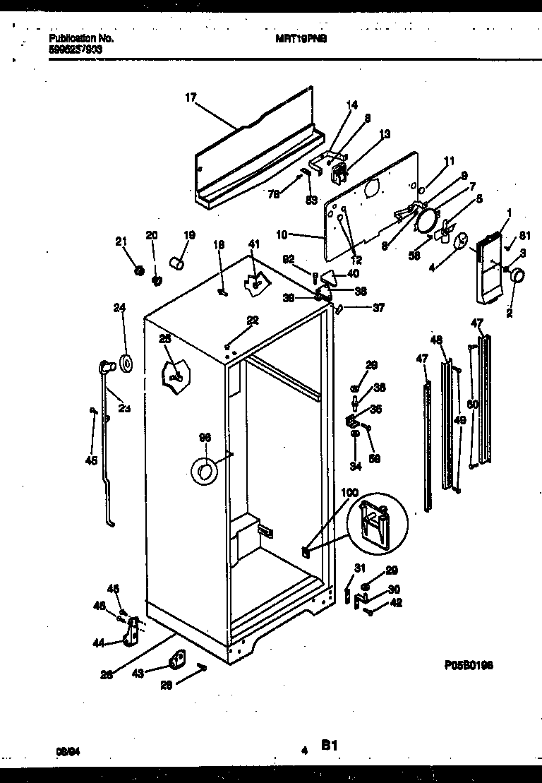 Universal/Multiflex (Frigidaire) MRT19PNBZ1 cabinet parts diagram
