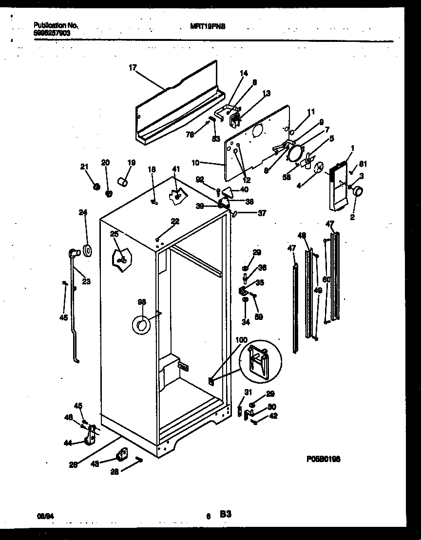 Universal/Multiflex (Frigidaire) MRT19PNBZ1 cabinet parts diagram