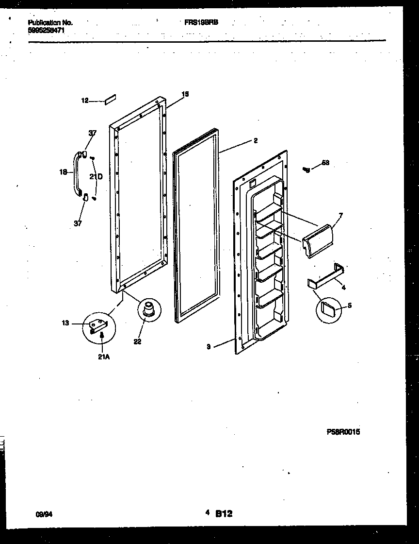 Frigidaire FRS19BRBW0 refrigerator door parts diagram