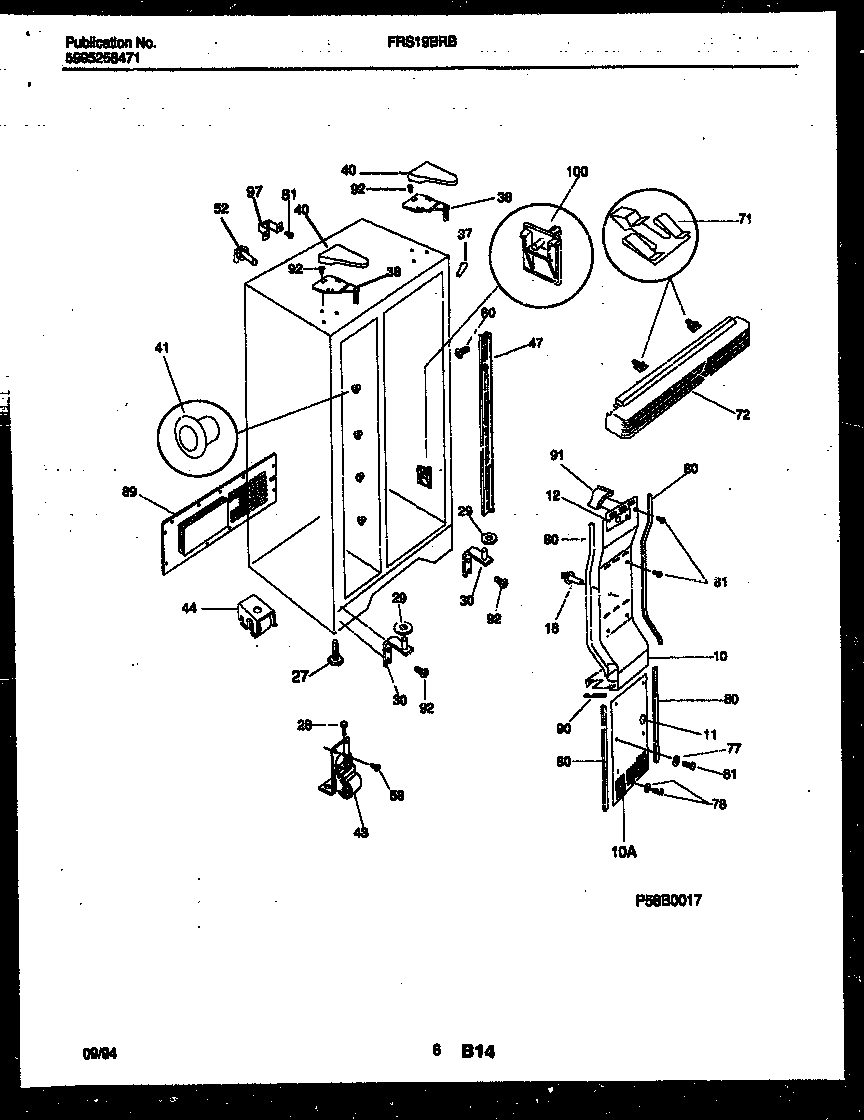 Frigidaire FRS19BRBW0 cabinet parts diagram