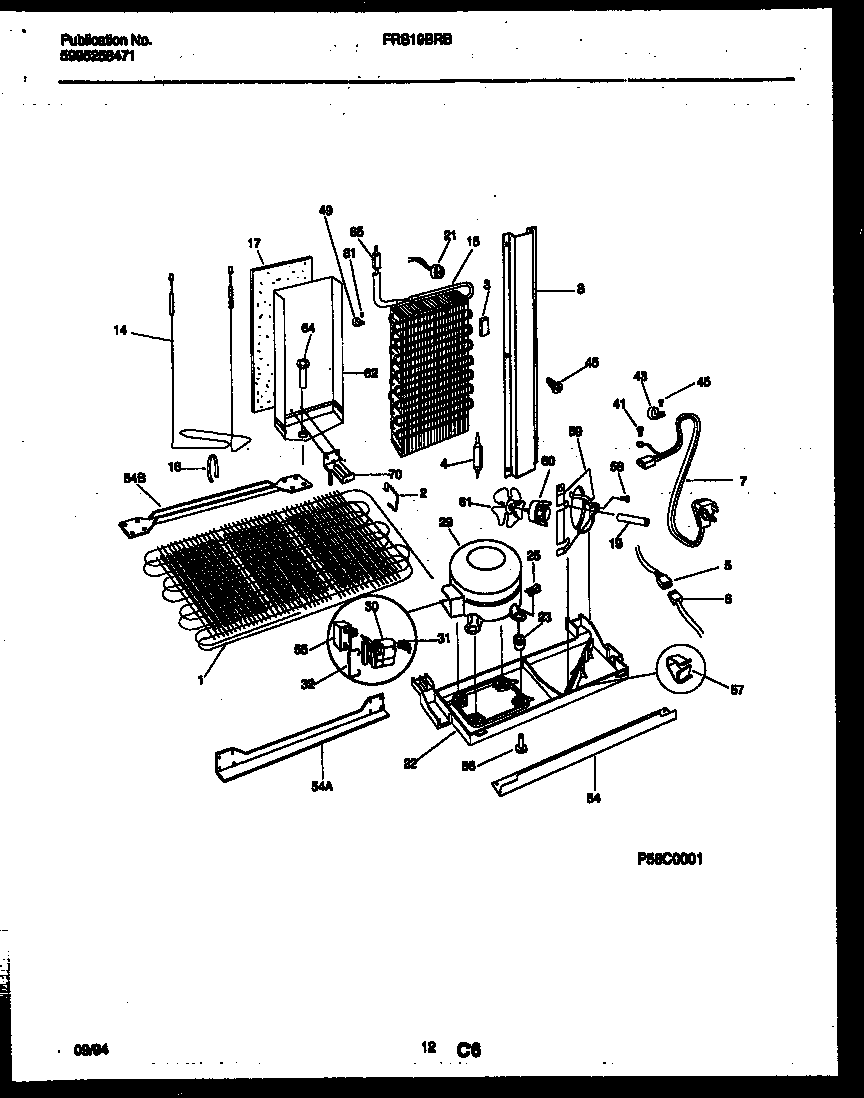 Frigidaire FRS19BRBW0 system and automatic defrost parts diagram