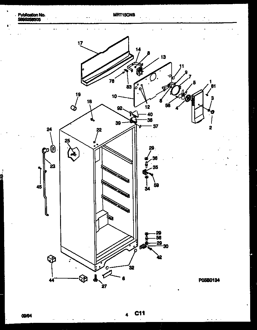 Universal/Multiflex (Frigidaire) MRT15CNBY2 cabinet parts diagram