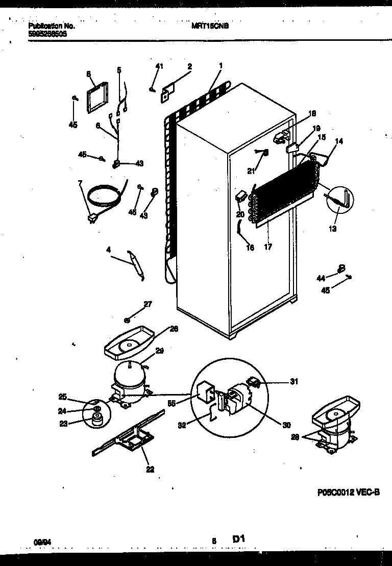 Universal/Multiflex (Frigidaire) MRT15CNBY2 system and automatic defrost parts diagram
