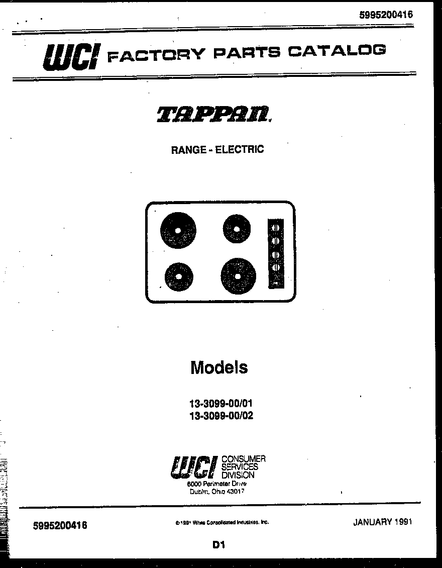 Tappan 21KEMAWAP5 cover diagram