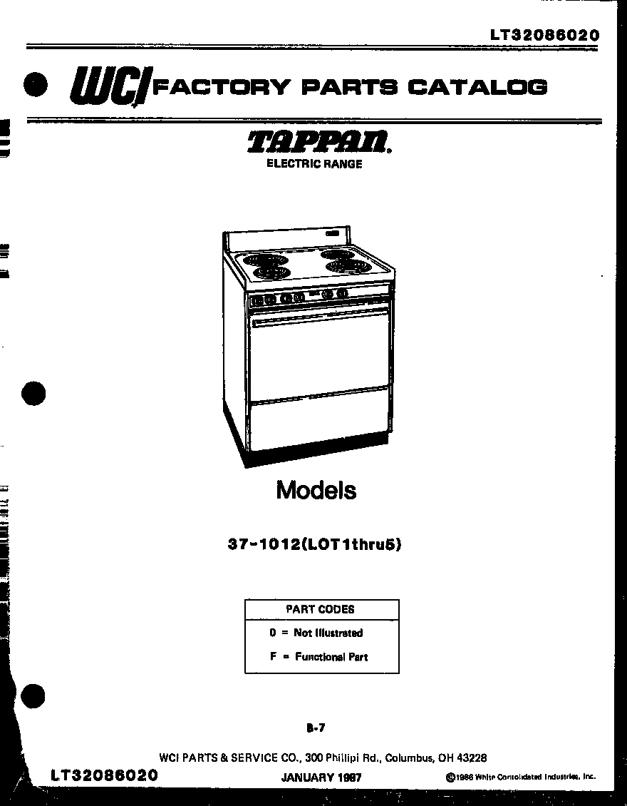 Tappan 37-1015-00-01 cover diagram