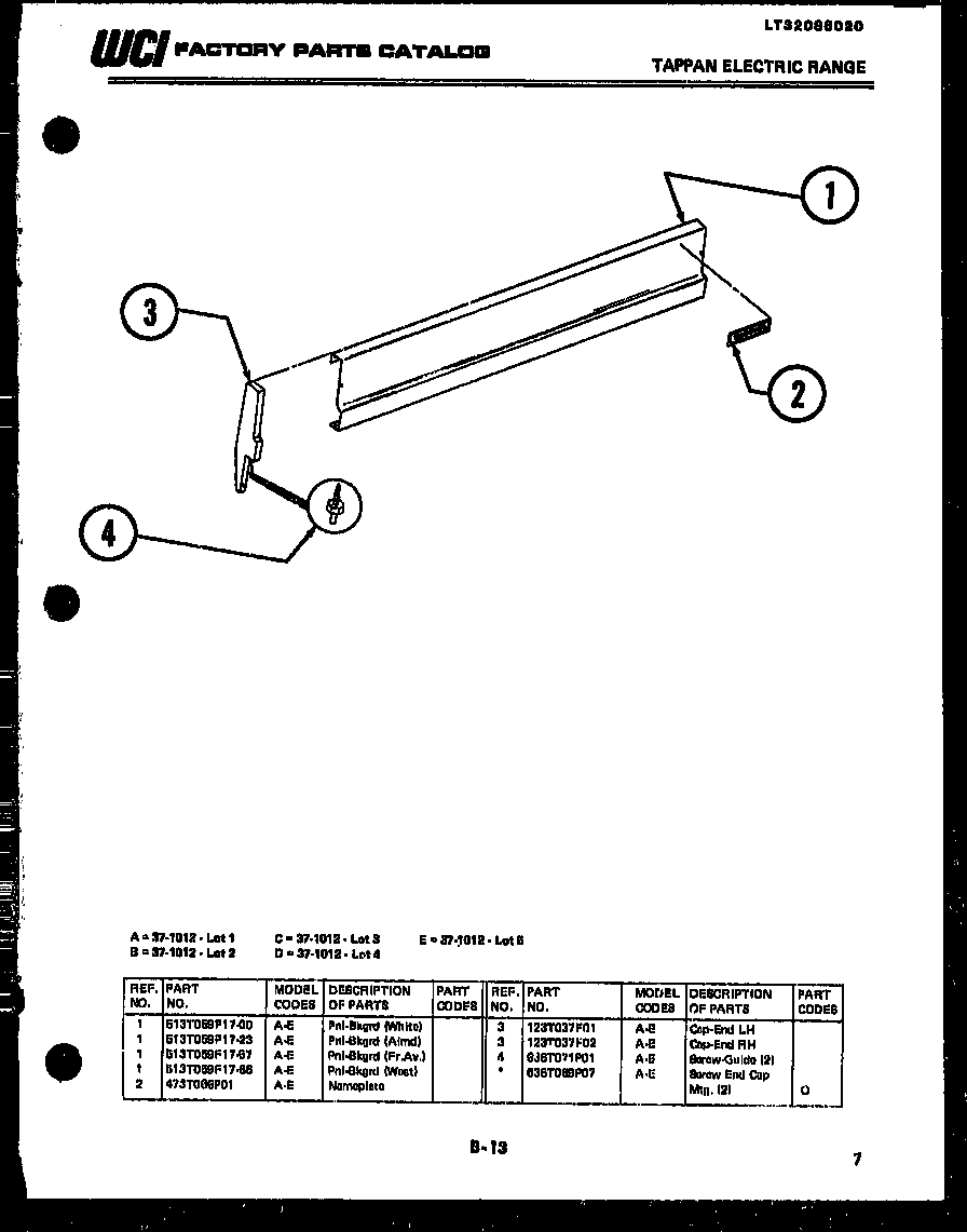 Tappan 37-1015-00-01 backguard diagram