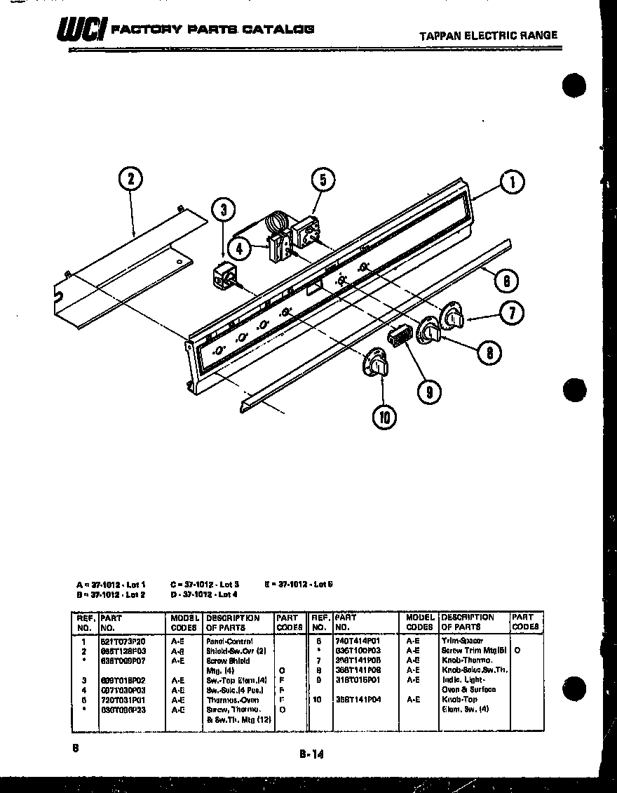 Tappan 37-1015-00-01 backguard diagram