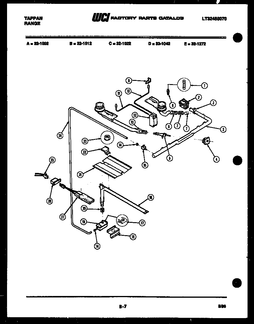 Frigidaire 32-1002-32-01 burner, manifold and gas control diagram