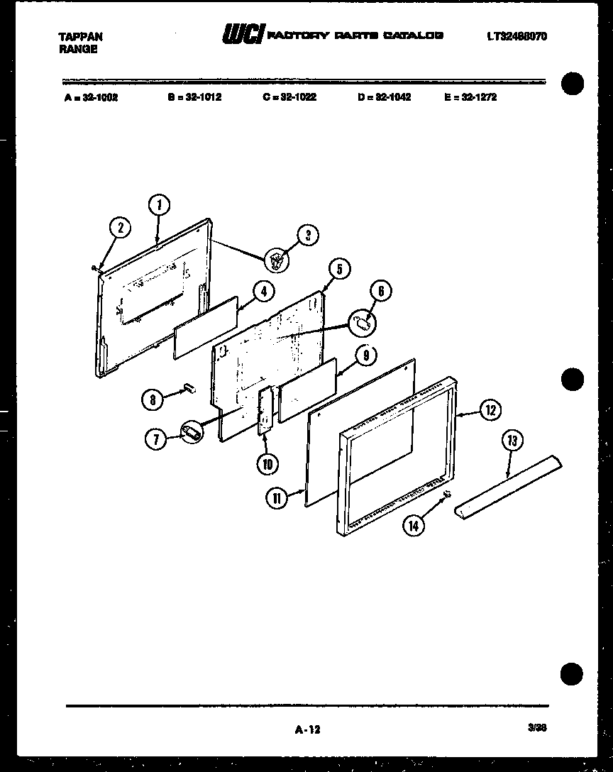 Frigidaire 32-1012-57-13 door parts diagram