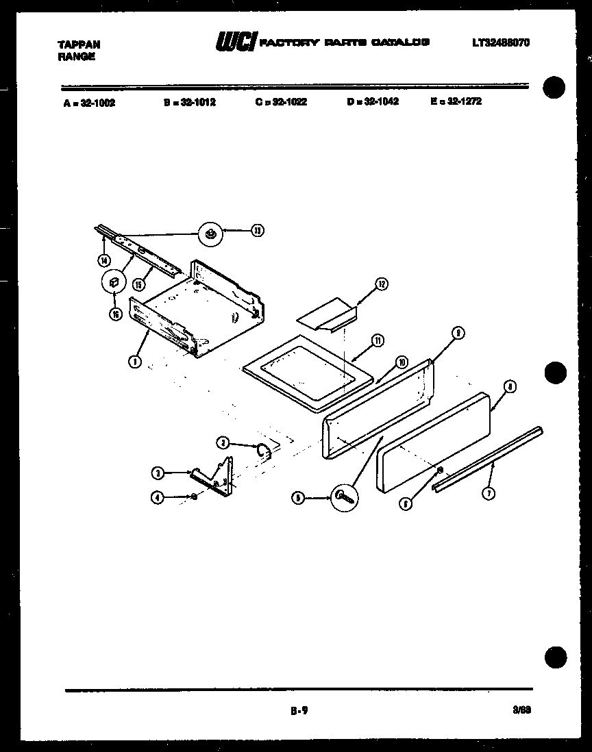 Frigidaire 32-1022-32-09 broiler drawer parts diagram