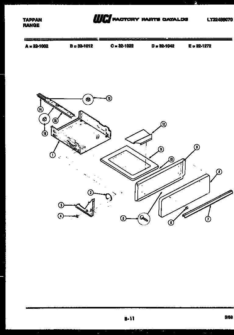 Frigidaire 32-1272-00-10 broiler drawer parts diagram