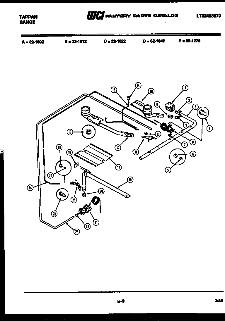 Frigidaire 32-1272-45-01 burner, manifold and gas control diagram