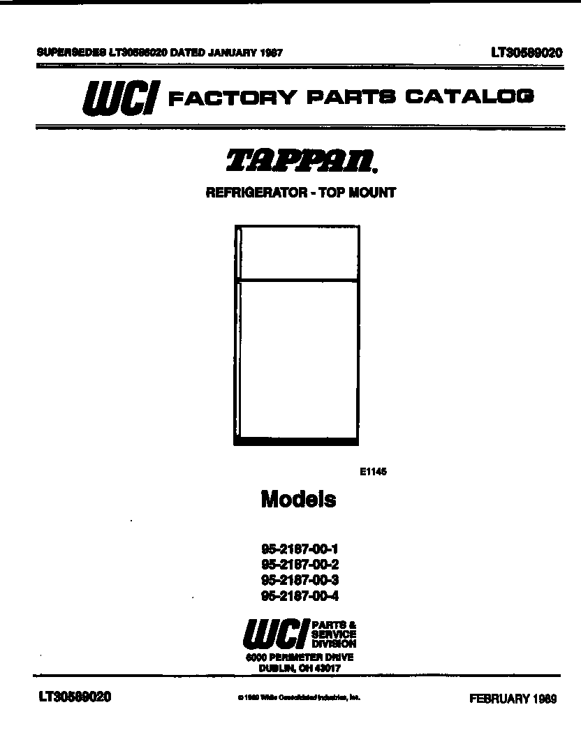Tappan 95-2187-66-04 cover diagram